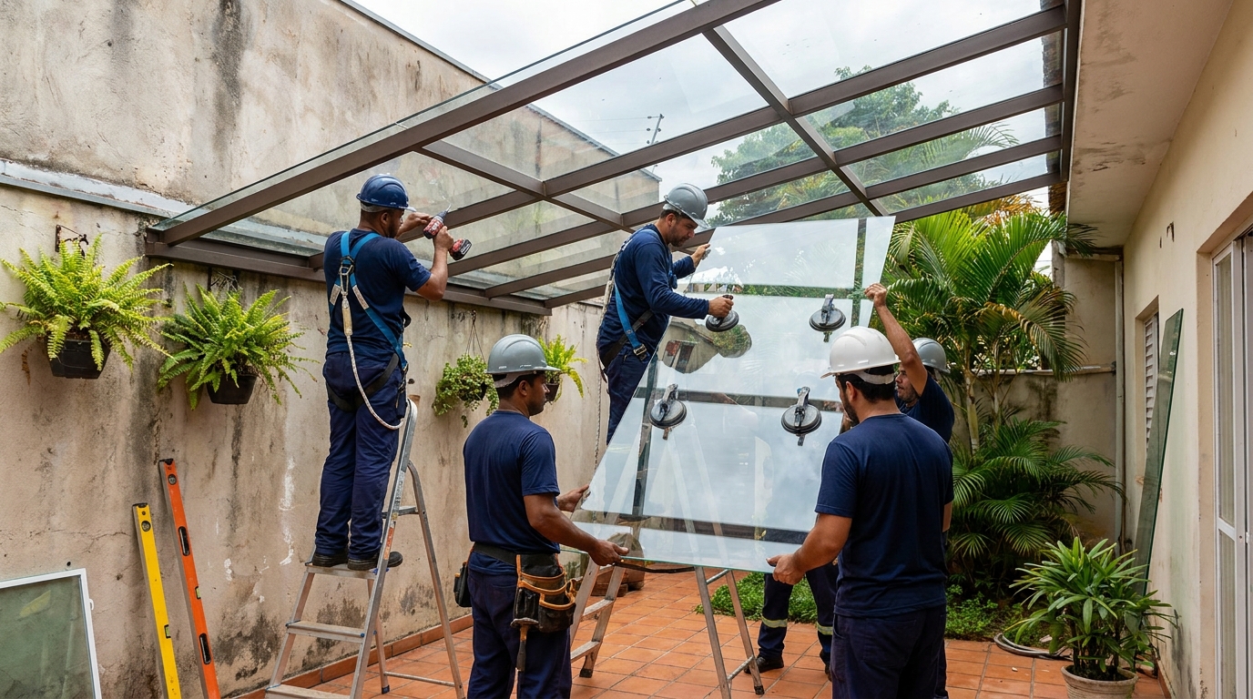 Instalação de cobertura de vidro em Porto Velho-RO